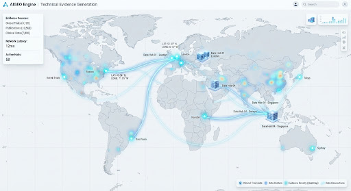 QSevidence evidence map showing medical literature, guidelines and source traceability